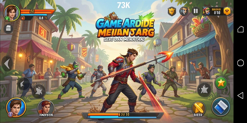 Screenshot menampilkan gameplay seru dari 73K yang penuh aksi.