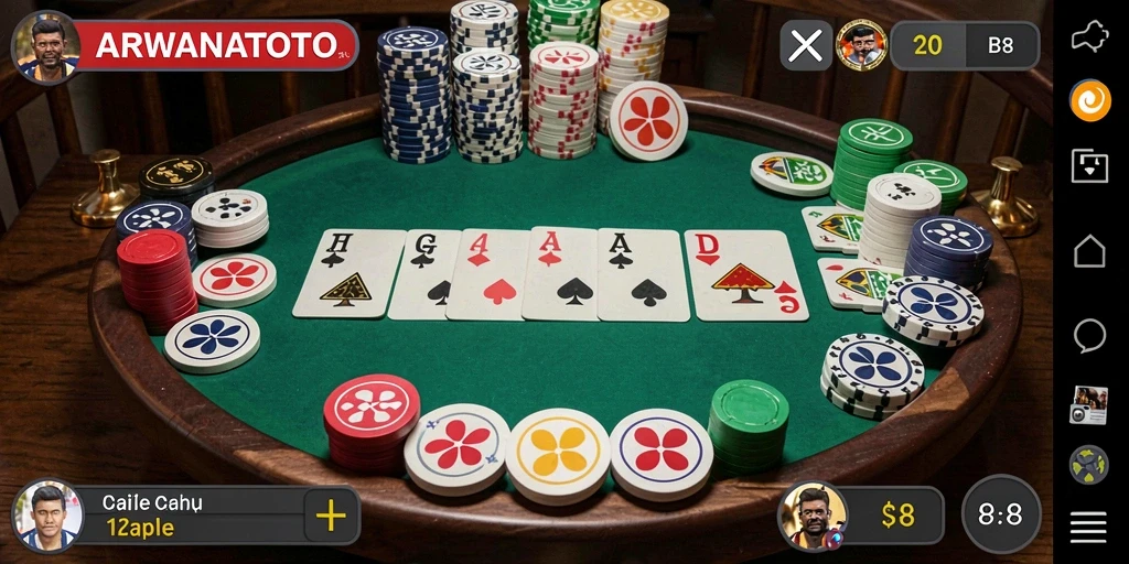 Tangkapan layar gameplay ARWANATOTO yang menampilkan serunya permainan Gaple.