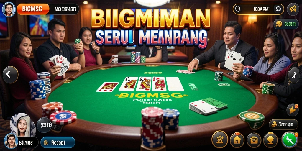 Screenshot gameplay BIGMSG yang menunjukkan keseruan permainan Poker.