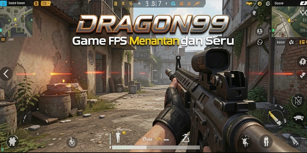 Screenshot gameplay DRAGON99 menampilkan pertempuran FPS yang intens.