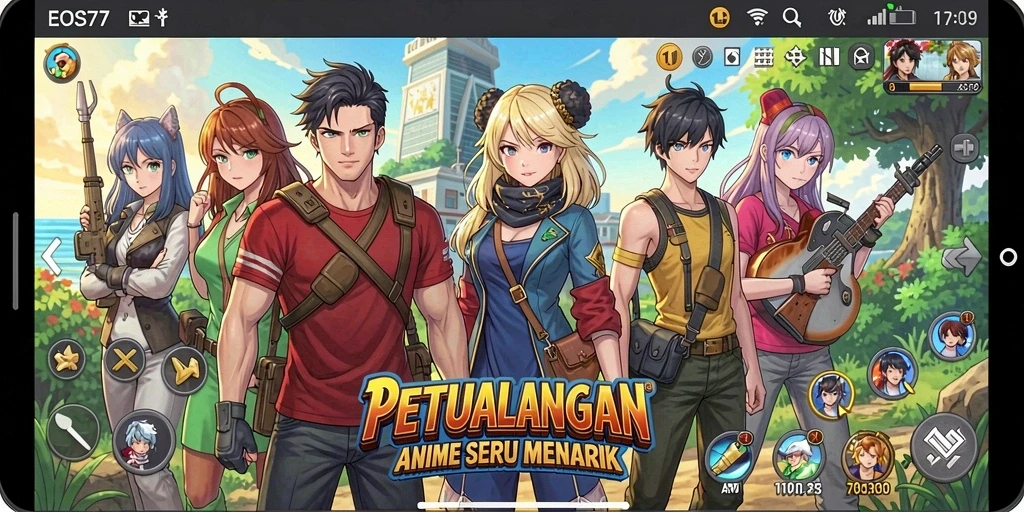 Tampilan gameplay menarik di dalam dunia Anime yang penuh warna.