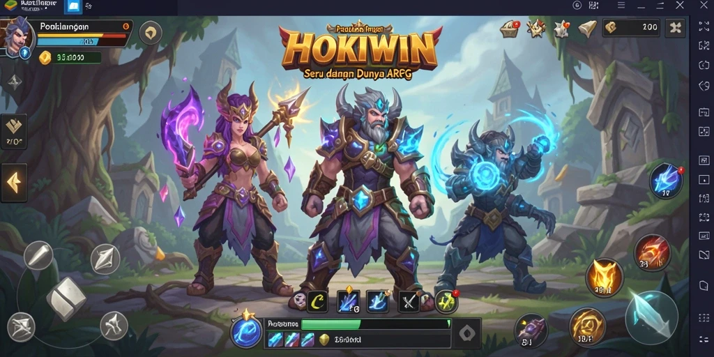 Gameplay epik HOKIWIN dengan pertarungan seru dan karakter unik.