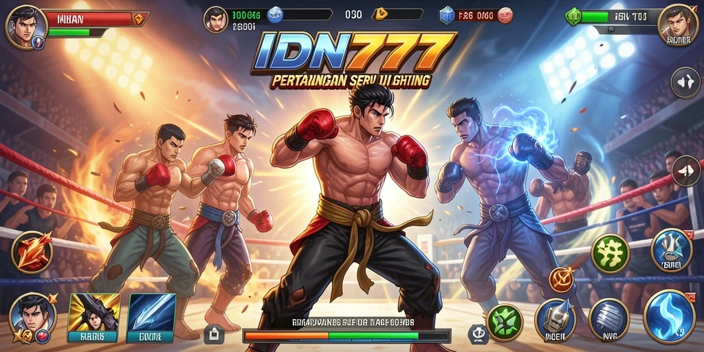 Screenshot gameplay IDN777 menunjukkan aksi pertarungan yang intens.