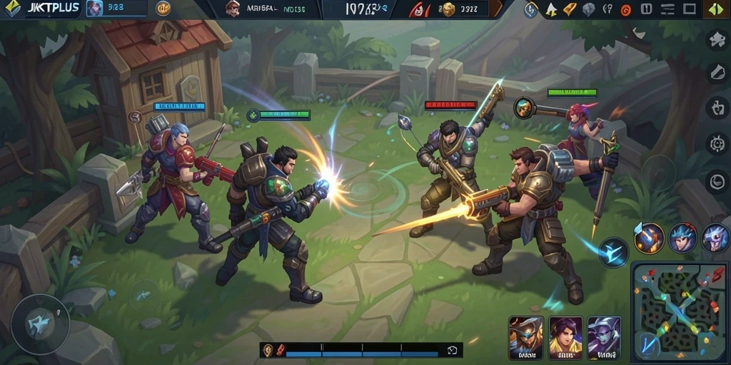 Screenshot gameplay JKTPLUS menampilkan aksi pertarungan tim yang mendebarkan.