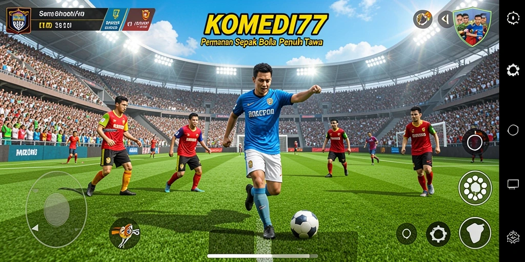 Tampilan menarik dari gameplay KOMEDI77 dengan aksi sepak bola penuh humor.