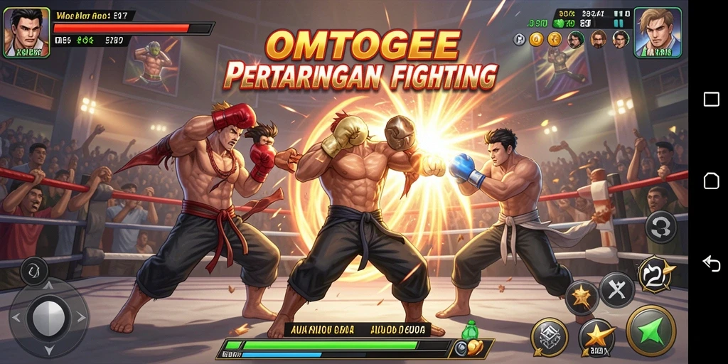 Gameplay mendebarkan dari OMTOGEL dalam pertarungan Fighting.