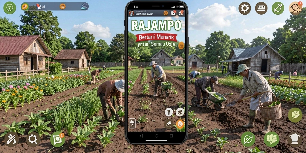 Gameplay seru RAJAMPO yang menggambarkan aktivitas bertani.